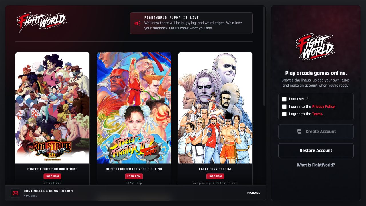 FightWorld arcade game library